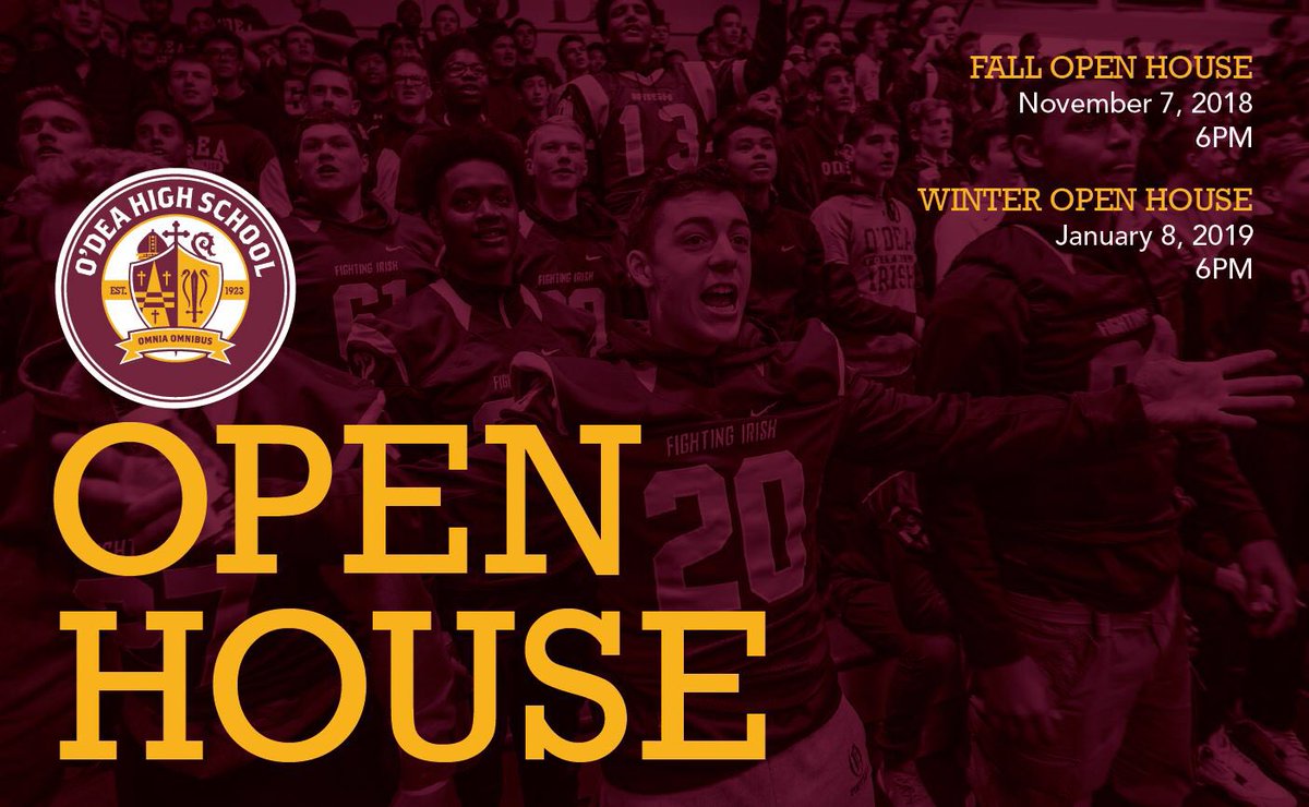 ODeaHighSchool's tweet photo. This Wednesday! Join us for #ODeaOpenHouse!

Tours begin at 6pm
Info - https://t.co/s6I9uiRVlW

#CharacterFaithService
#FourHousesOneBrotherhood
#BrotherhoodForLife
#ShowcaseSchool
#GoIrish ☘️ https://t.co/hglZZlxg4P