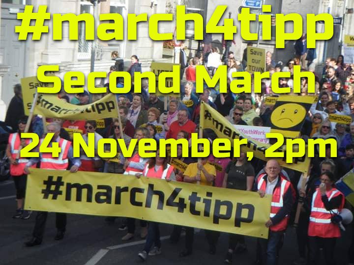 Tipperary_Town's tweet photo. The thousands of people who march in the first #march4tipp have been fobbed off by @TipperaryCoCo and @campaignforleo's government. We have been challenged as a community. Let's rise to that challenge. The next march is 24 Nov and we will be picketing Council meetings. #riseup https://t.co/uolsdXCIAt