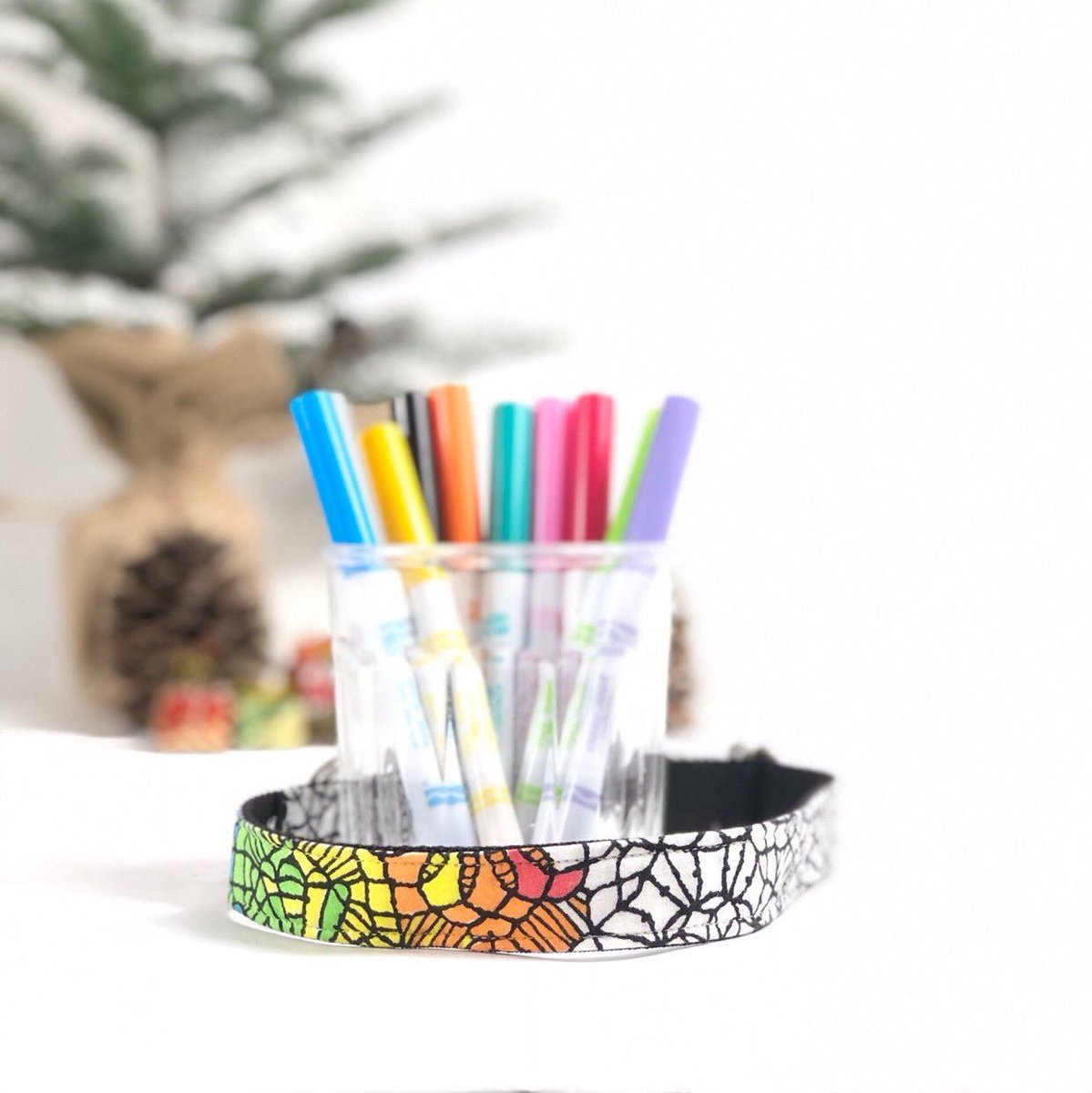 Rainy days like today make me think of when I was young and would spend the day #coloring. 
Snowy days are coming and #craftkits make awesome 🎁 
Coloring book collars now available in the shop in two prints #Retrofloral and #stainedglass #diydoggift