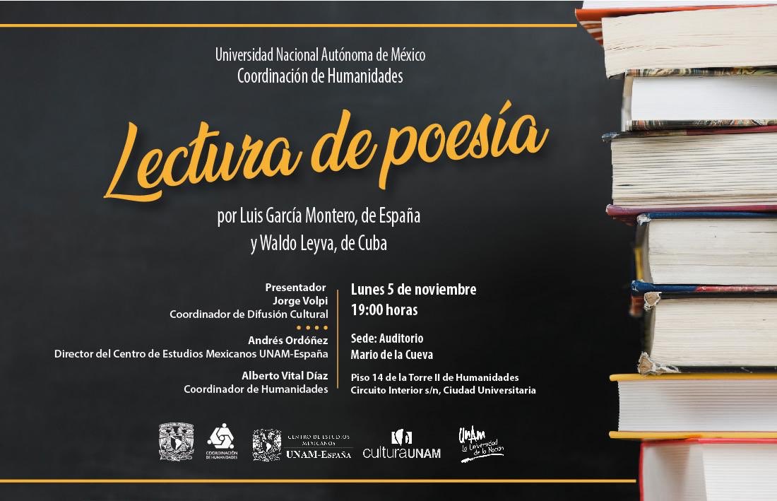 No se pierdan a los grandes poetas Luis García Montero y Waldo Leyva en la Torre II de Humanidades. ¡Es hoy!