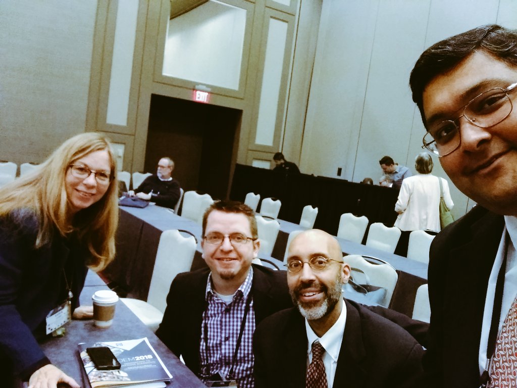 Fan moment with #rockstars of #Meded & clinical reasoning education -Drs. Cosby, Dhaliwal & Olson. Don't miss the master diagnostician session at 2pm today at #DEM2018 It's the journey that matters- realize what it means from a clinician/ diagnostic perspective from Dr Dhaliwal.