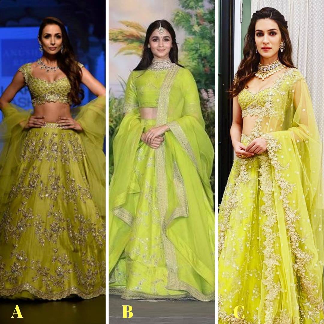 fluorescent green lehenga