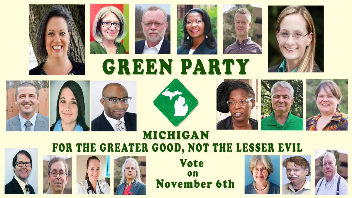 Kurland4MI's tweet photo. We have incredible candidates on your ballot from top to bottom #VoteGreen @charinmi @DAlexanderB @triple_marcia @MrJacobStraley @jessiciasmith @WadePaulRobert1 and so many more!  Vote for the best candidate, not for fear and we can win.  #SaveOurState #GoGreenIn2018 https://t.co/IkWVXJmccn