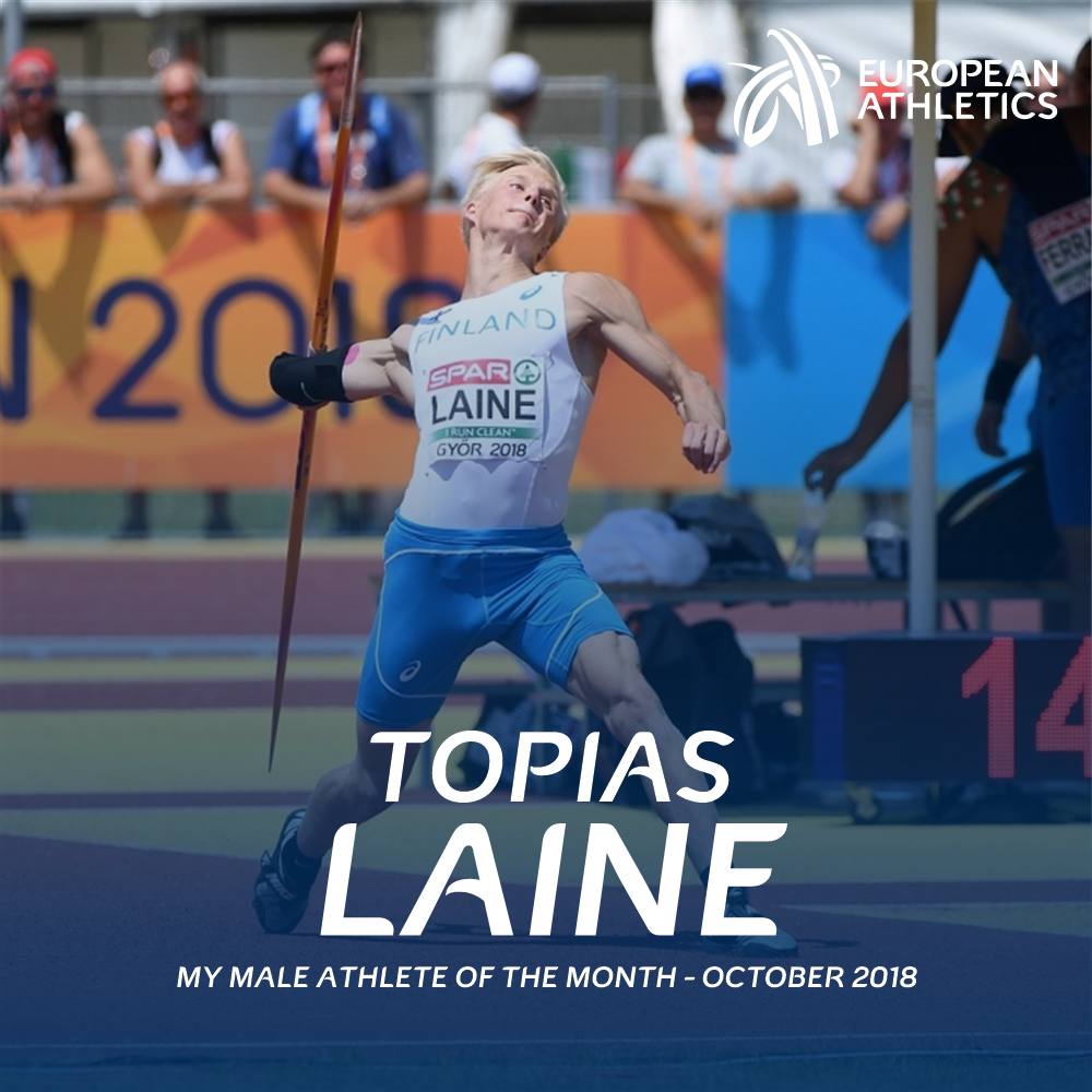 RT to vote for Topias Laine as your male Athlete of the Month!

Laine set a lifetime best of 78.85m to win the javelin title at the Youth Olympic Games in Buenos Aires.

Voting closes at 12:00 CET on Friday 9 November.
#athleteofthemonth
