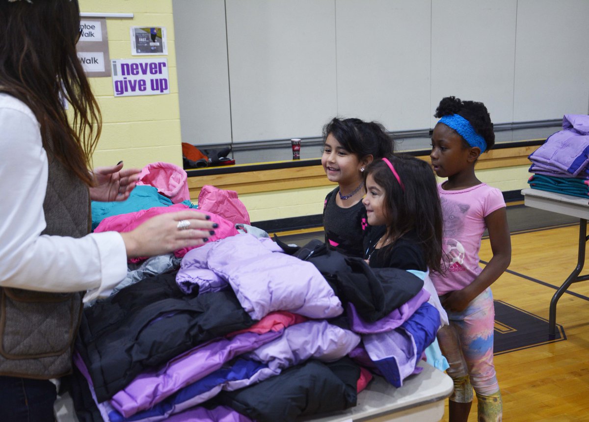 LkwdSchools's tweet photo. What a day @LkwdHarrison as @cfkCleveland and The Figgie Foundation provided winter coats for EVERY student, with the help of volunteers from @iHeartMedia & @Altard_State! #grateful #community #ready4winter https://t.co/adb0MuI6F6