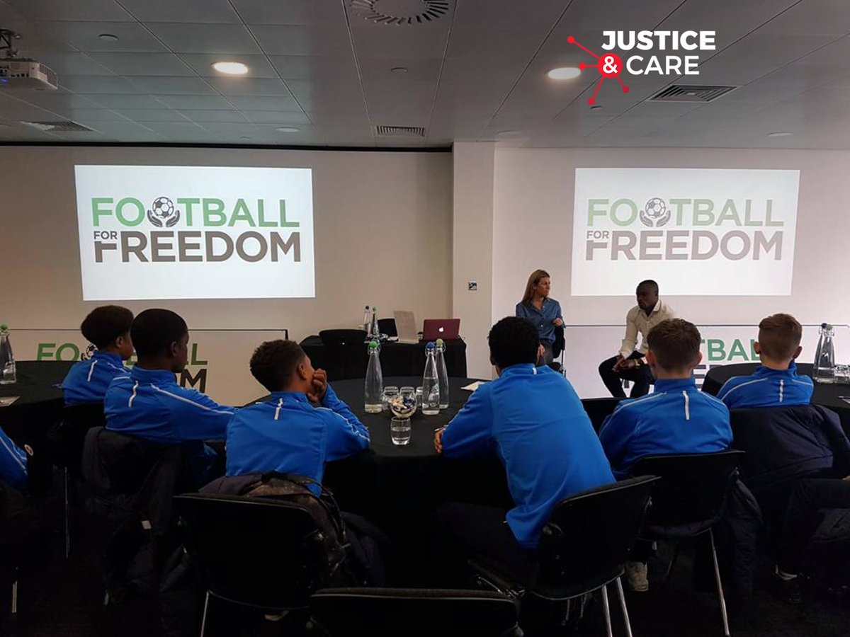 justiceandcare's tweet photo. #Football brings people together ⚽️ We loved every minute of #FootballForFreedom – an educational training session for U15 Academy players equipping the next generation of footballers to engage with global issues in our society #humantrafficking #modernslavery @ReadingFC 🙌 https://t.co/y0NuH4gaui