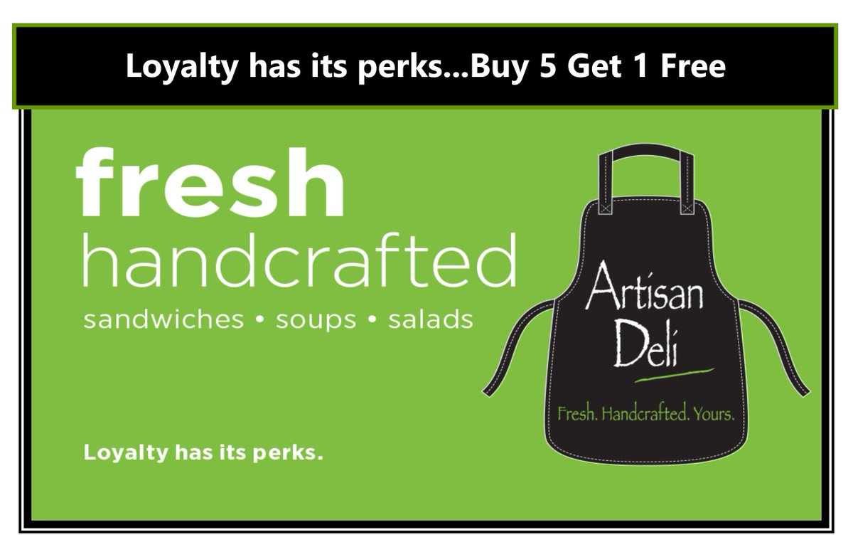 SAITChartwells's tweet photo. It's back and better than ever!!! Buy 5 get 1 FREE at Artisan Deli
Fresh local bread, House made ingredients and the best bang for your buck on campus. Loyalty has its perks. #ArtisanDeli #Chartwells #Sait #LoyaltyCard https://t.co/Ae8oKS3LPa