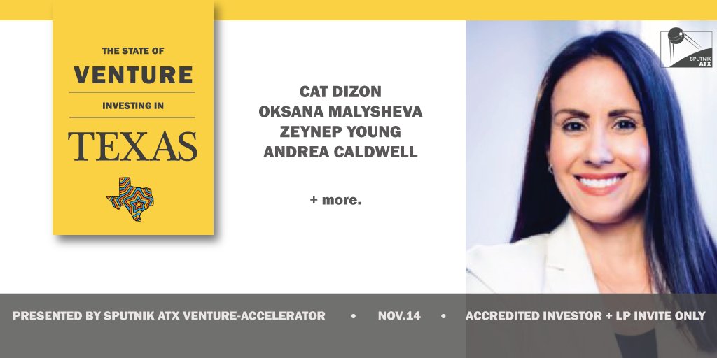 Cat Dizon is Executive Director of Alamo Angels + Partner and COO of @ActiveCapitalVC, a venture firm focused on leading seed rounds for B2B #SaaS companies.

Learn about the TX #StateofVC from our panel and speakers on Nov. 14! 
Get your tickets here >> hubs.ly/H0fd27p0