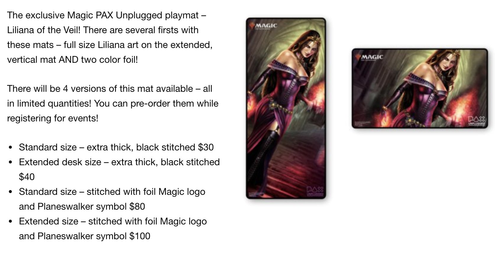 Liliana Of The Veil Playmat