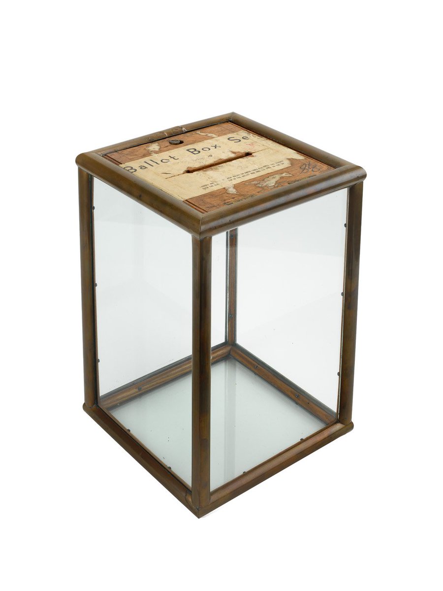 The glass ballot box is one of the most iconic designs for voting machines in U.S. history. Widely adopted in the late 1800s, the glass ballot box became a symbol of democratic self-government. Some political parties even made it part of their symbol on ballots.  #VoteHistory