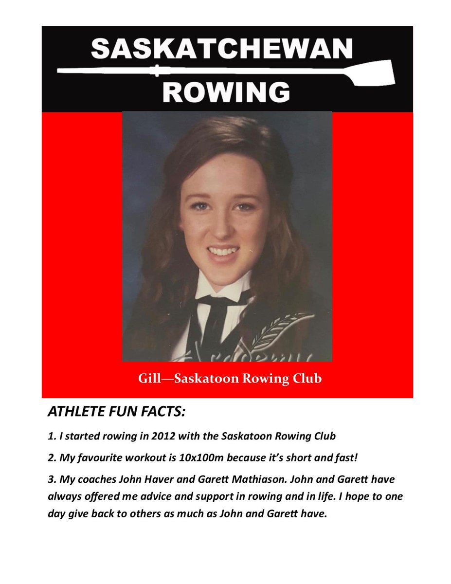 SaskRowing's tweet photo. Saskrowing Athlete Highlight! Gill is a longtime member of the Saskatoon Rowing club where she was novice and part-time club coach this past summer! She also just finished racing at @CdnUniRowing for @VikesRow #rowsask #rowforlife #CDNrowing https://t.co/Hsyo41n5VK