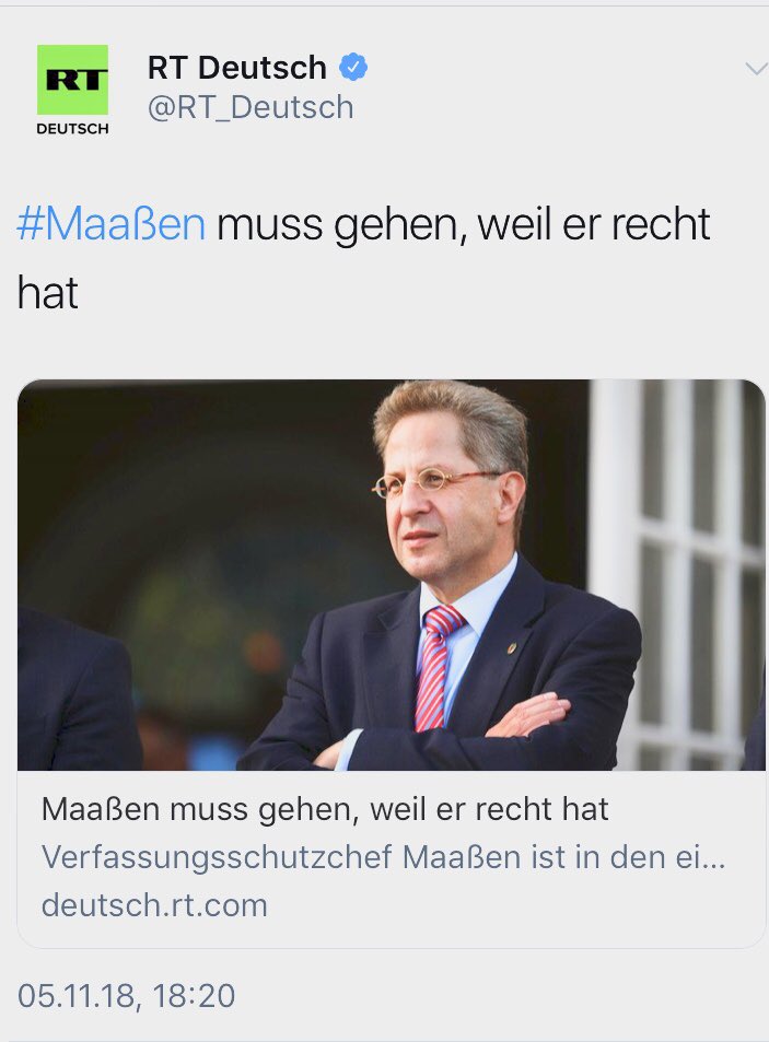Wenn Du Chef des (deutschen) Verfassungsschutzes warst und Dich die russischen Medien feiern...