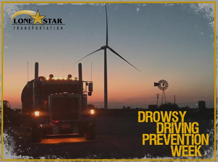 LoneStarCarrier's tweet photo. #DrowsyDriving Prevention Week.  Signs &amp; symptoms include:
• Frequent yawning or difficulty keeping your eyes open
• "Nodding off" or having trouble keeping your head up
• Inability to remember driving the last few miles
#AlertAtTheWheel #Awake2Drive #LoneStarTransportation https://t.co/83x1Z4j1tg