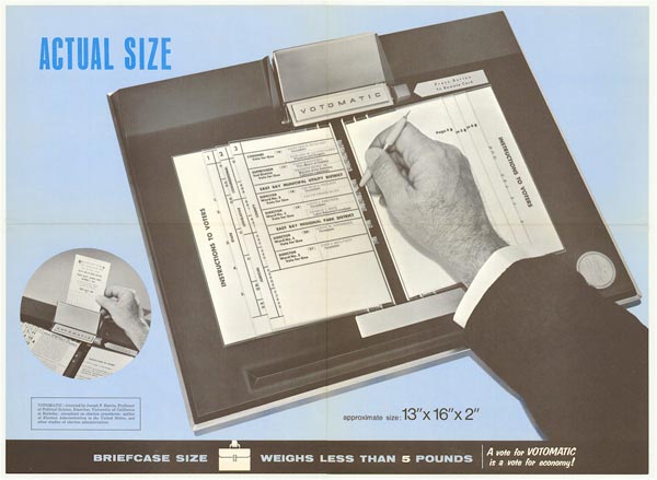 The gear-and-lever voting machine's reign did not last forever. Starting in the 1960s, a new, stylus-and-paper-based technology—the Votomatic vote recorder—challenged and eventually eclipsed the older machine.  #VoteHistory
