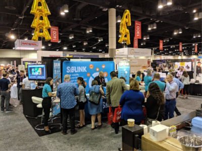 SolinkCorp's tweet photo. Hey #timhortonsconvention visitors! We're loving all this quality time with you! Booth 1445, you can't miss the gold "Schedule A" balloons! #solinksmart #scheduleEh https://t.co/MTELUsQWdS