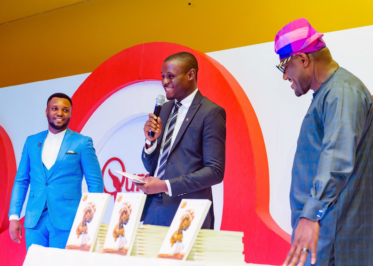 quramoofficial's tweet photo. The smile and the joy when you see your first book being launched!
.
The novella 'Give Us Each Day' by the #qwp2017winner, Samuel Monye,  was launched at the Quramo Writers' Prize 2018 Award Ceremony with @tonikan11 giving a lovely review of the book.
#qwp2018 #awardnight #events https://t.co/VceoGebmqI