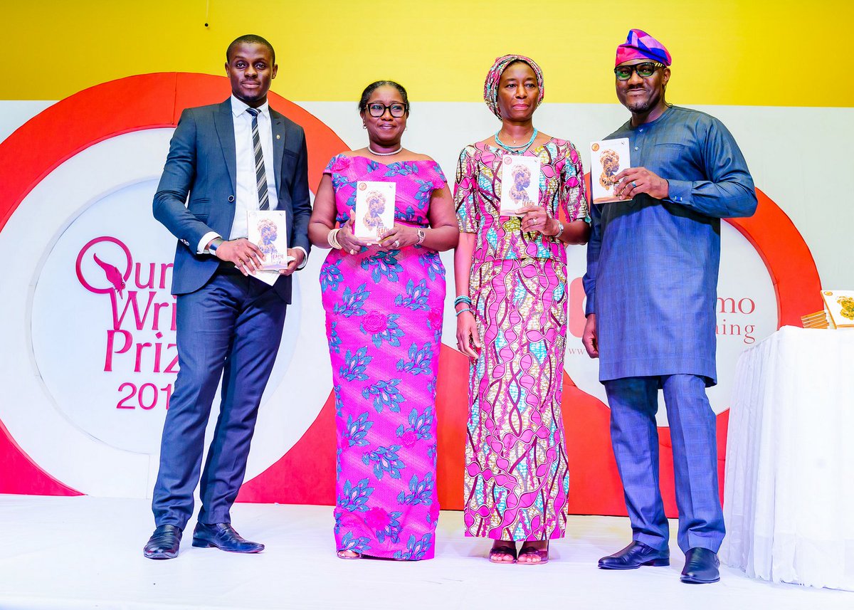 quramoofficial's tweet photo. The smile and the joy when you see your first book being launched!
.
The novella 'Give Us Each Day' by the #qwp2017winner, Samuel Monye,  was launched at the Quramo Writers' Prize 2018 Award Ceremony with @tonikan11 giving a lovely review of the book.
#qwp2018 #awardnight #events https://t.co/VceoGebmqI