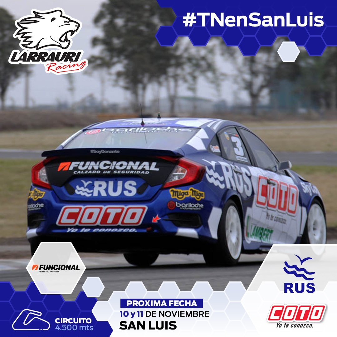 LarrauriRacing's tweet photo. Semana de carrera 🔛 Focalizados en #TNenSanLuis 🏁 @LeoLarrauri 🤜🤛 @manurcera | @prensatn @Coto_Ar @ruseguros @AcopladosL #Funcional #SkyCorp https://t.co/eBBnJLL5Jy