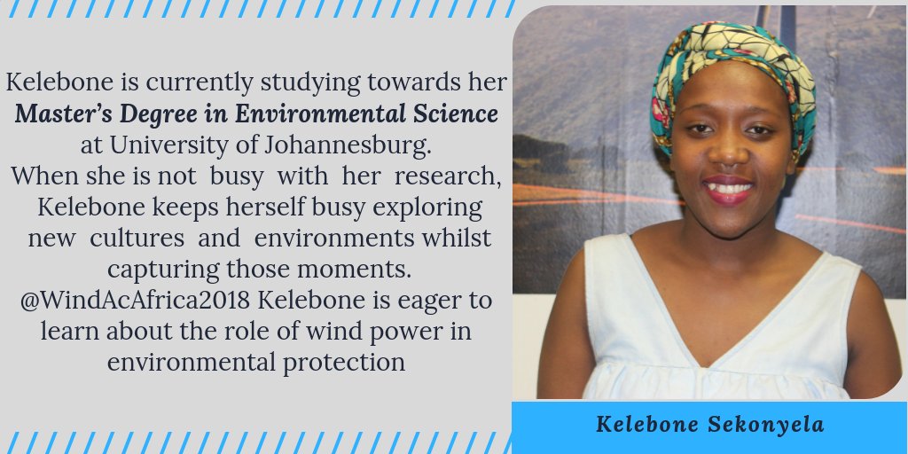 UNDPSouthAfrica's tweet photo. Meet Kelebone Sekonyela (@Kele_kellz), one of 37 students sponsored to attend @WindAcAfrica 2018. Thanks to @dstgovza and @Energy_za (SAWEP2) with support from @theGEF. #WindAc2018, #WindEnergy, #SAWEP2 https://t.co/OhTHJlSa7C