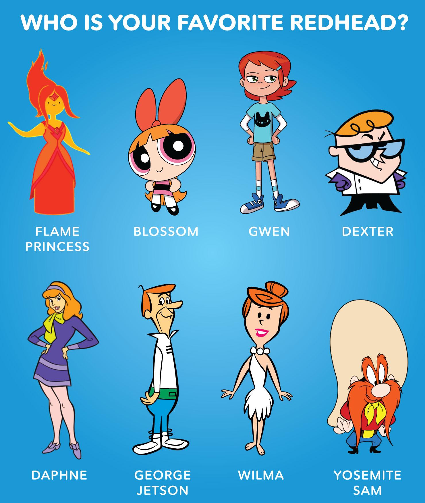 Redhead cartoon characters deals