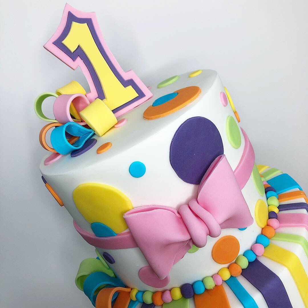 AdamAbiCakes's tweet photo. We made this 2-tier multi-coloured spotty and stripy Cake for Sienna’s first birthday party 💜❤️🧡💛💚💙
Happy 1st Birthday Sienna! 😁🎂🎁🎈🎊
#birthdaycake #firstbirthday #multicolouredcake #2tiercake #cakedecorating #cakedesign #cake #bespokecake #sthelenshour #sthelens https://t.co/mKPU9dVeEa