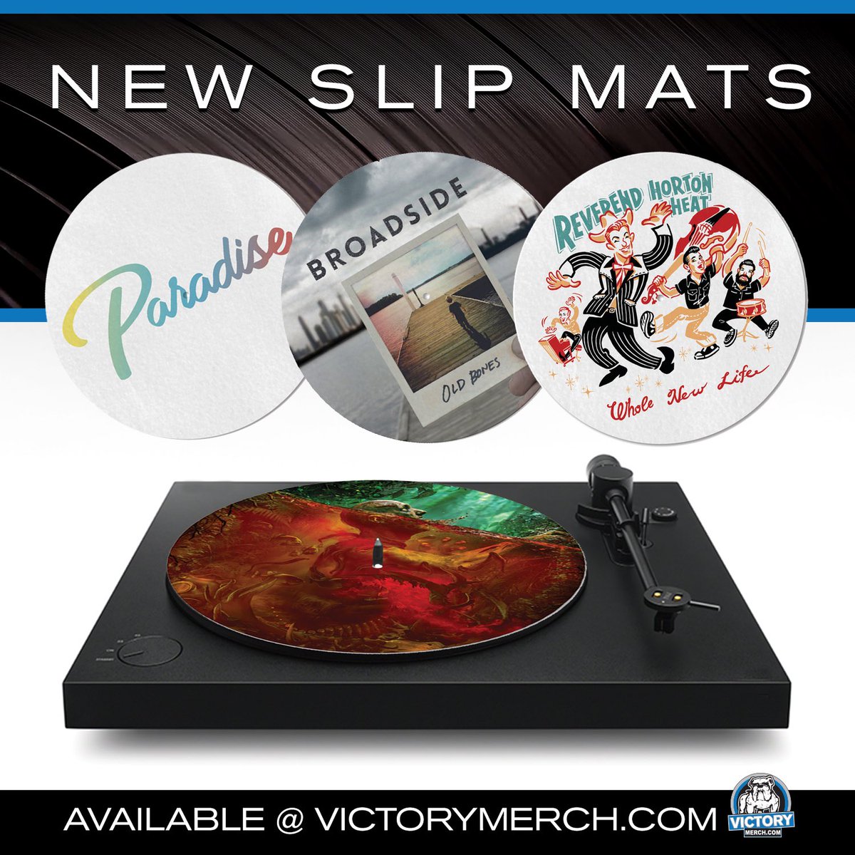 victoryrecords's tweet photo. Get the brand new vinyl slip mats featuring @Broadside_, @JungleRotBand, and @revhortonheat artwork. Classic designs from Bayside, Between The Buried And Me, Blood For Blood, Warzone, and Counterparts are back in stock now too!
👇👇👇
https://t.co/ejBCNmvOWu https://t.co/mURm7NC48r