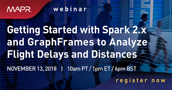 HPE_AI's tweet photo. #MapRWebinar: Using Spark 2.x and GraphFrames to Analyze Flight Delays and Distances. Join @MapR on 11/13 at 10:00 AM PST to learn more about Apache Spark’s GraphFrames, which makes graph analysis scalable and easier with Spark DataFrames. Register now: https://t.co/4uZLyJlk3B https://t.co/ZMuwUI8IjT