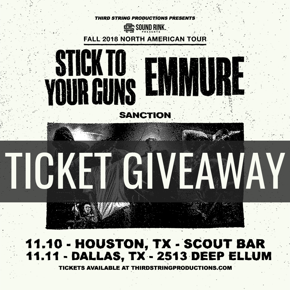 ThirdStringEnt's tweet image. WIN two pairs of tickets to shows in HOUSTON + DALLAS for @EMMUREmusic / @STYGoc! TWO winners per city + TWO Pairs of tickets for each winner.
👉 Must Follow + RT + Reply with either &quot;#ThirdStringDallas or #ThirdStringHouston” 
ENDS 11/9 at 7PM!