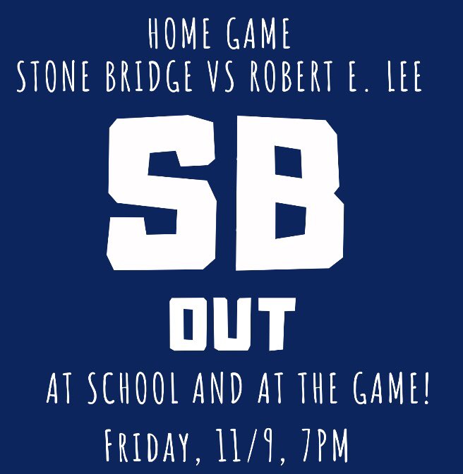 sbhssca's tweet photo. Wear your school colors and come out to support your STONE BRIDGE BULLDOGS! #sboe #PAYTHETOLL https://t.co/asiigRtR0Y