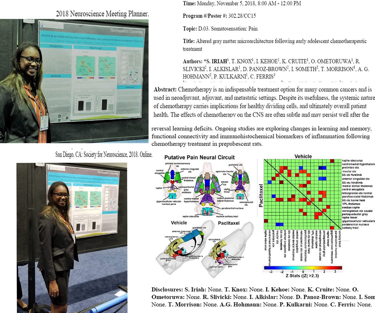 Brampton Alumni @All_Sade presenting research findings on effects of chemo on the paediatric brain at the Society for Neuroscientists in San Diego #wherebaskwtballcantakeyou #BramptonSTRONG #womeninneuroscience