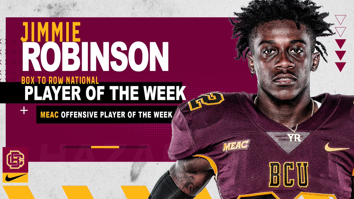 BCUGridiron's tweet photo. You know what?

Jimmie Robinson should be named @MEACSports @boxtorow Player of the Week after his performance vs @MorganStBears over the weekend.

Wait!

He WAS named Offensive &amp; National Player of the Week. #OneDestruction | #PreyTogether

🥰🏈🐱 https://t.co/oanjlsnpiV