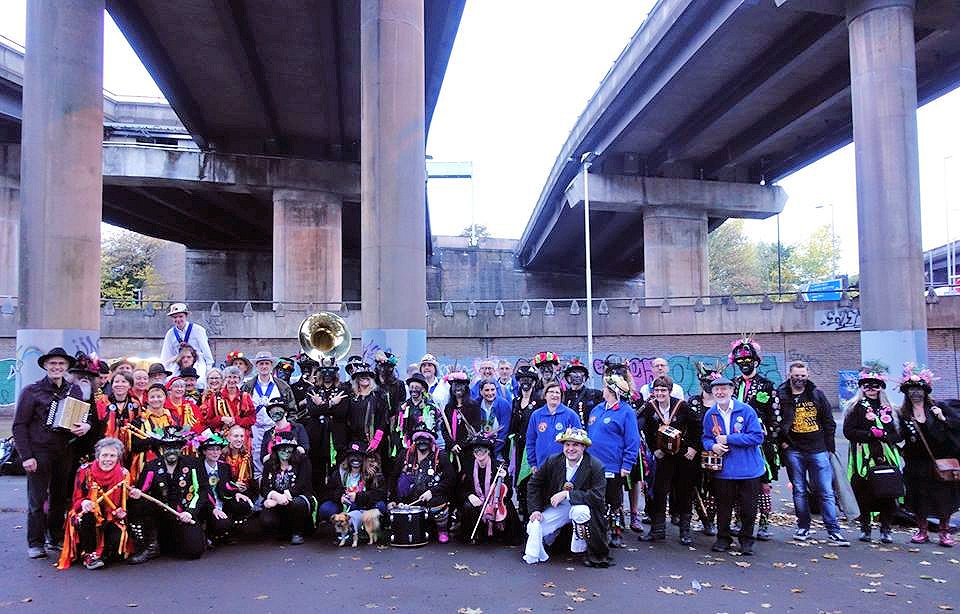 Many thanks to Black Adder, Bedcote Morris, <a href="/JockeyMorrisMen/">Jockey Morris</a> for making Concrete Henge such a remarkable occasion, dancing under Spaghetti Junction. Also thanks to the <a href="/GunmakersBrum/">Gunmakers Arms</a> for excellent food and putting up with our singing and silliness. Photo: Mark Kelly.
