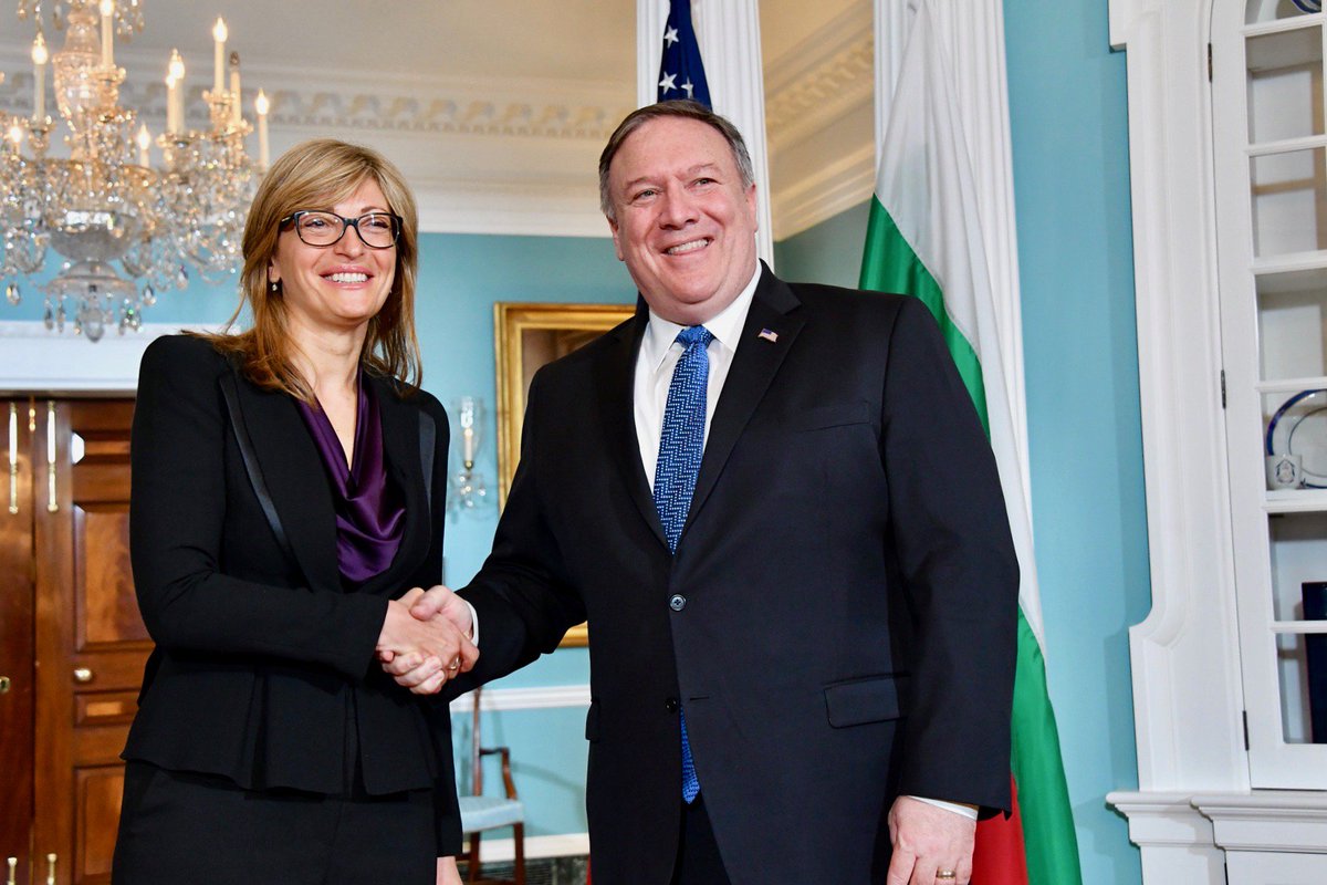 Secretary Pompeo Meets with Bulgarian Deputy Prime Minister Zaharieva in Washington