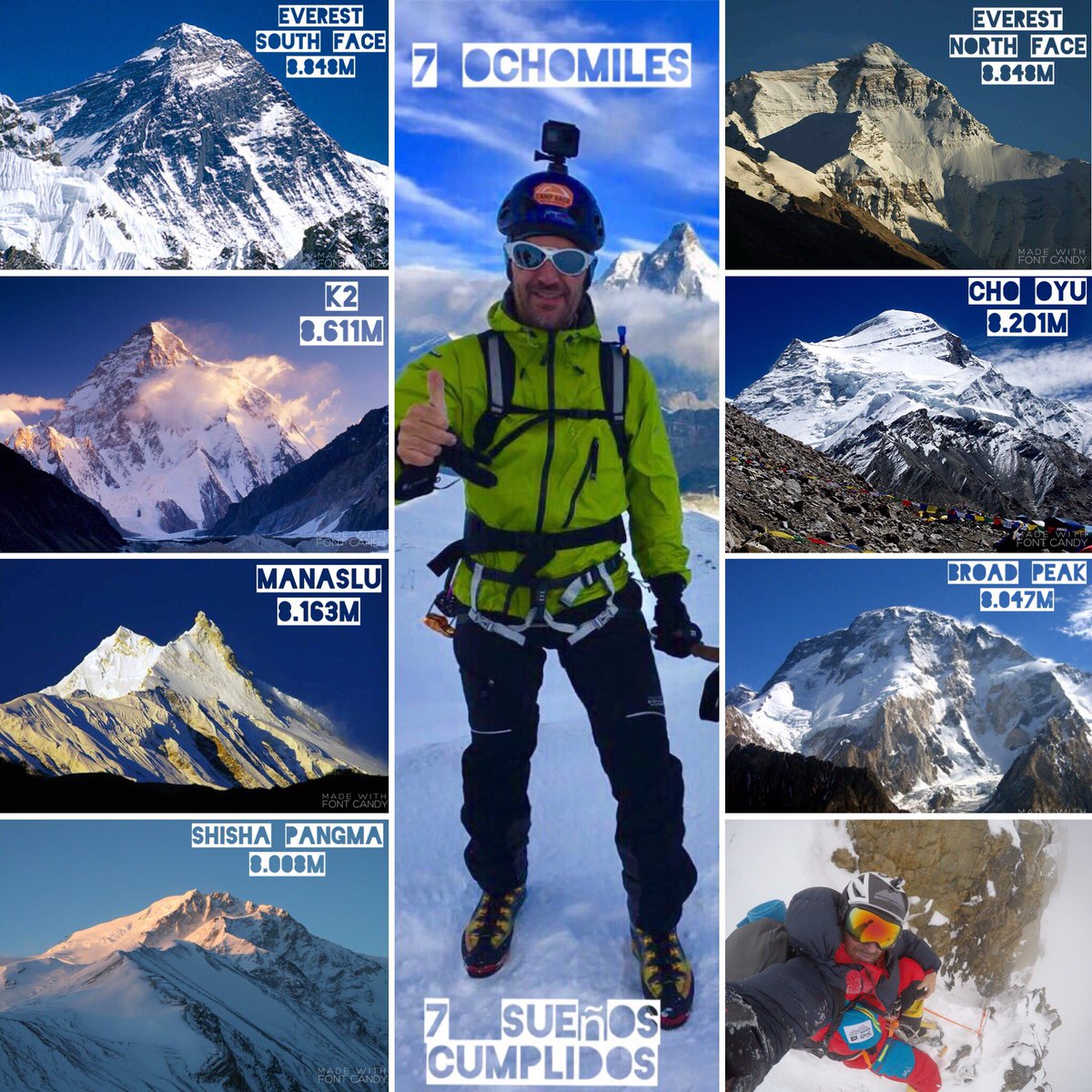 sergi_mingote's tweet photo. No escalo grandes montañas para escaparme de la vida, lo hago para que la vida no se me escape 🏔x7⛏I do not climb big mountains to escape from life, I do it so that life does not escape me😊 #3x2x8000 #solidaryproject #newrecordguinness https://t.co/YGmbiYfsaD