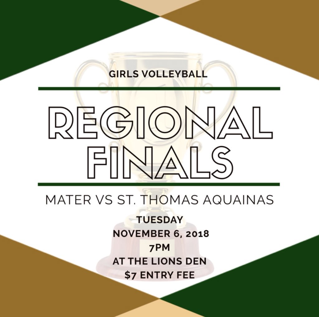 Come out and support our girls volleyball as they take on STA in their REGIONAL FINALS tomorrow at The Den🦁🏐