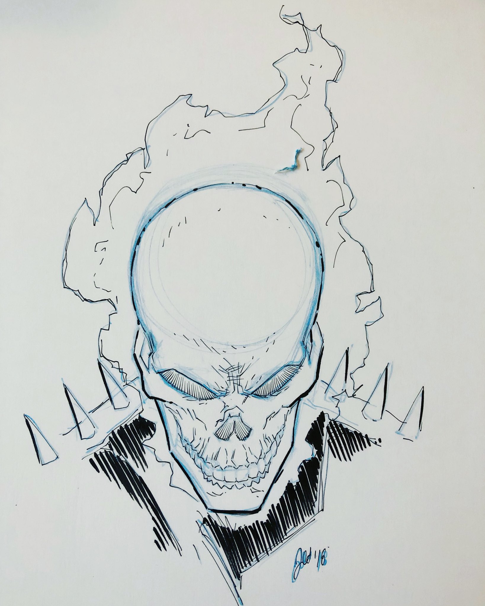 Ghost Rider head sketch by Mark Texeira (2021), in Dave Kopecki's GHOST  RIDER & RELATED - sketches & commissions Comic Art Gallery Room