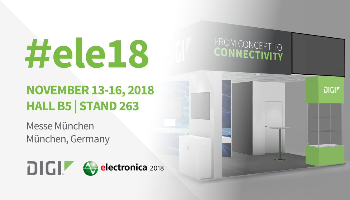 digidotcom's tweet photo. We are excited to bring #IoT expertise, edge computing, &amp; educational thought leadership sessions to @electronicaFair 2018 in Hall B5 at Booth 263. See additional highlights: https://t.co/GWUexCQzoj #ele18 #ConnectWithConfidence #DigiXBee3 https://t.co/CVEaEc1zTj