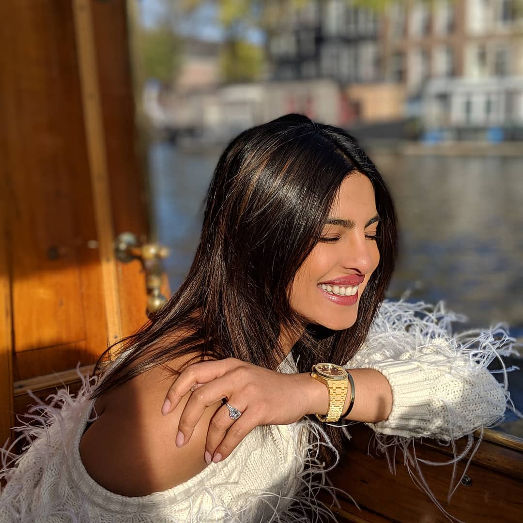 PARTY TIME || Recently engaged <a href="/priyankachopra/">PRIYANKA</a> was spotted wearing the brand new #RoyalOak Frosted Gold #CarolinaBucci Limited Edition while celebrating her #bacheloretteparty on the canals of Amsterdam.  <a href="/AudemarsPiguet/">Audemars Piguet</a>