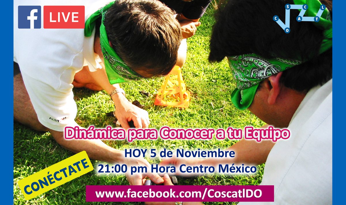 HOY 5 de Noviembre, Facebook Live a las 9:00 pm
¡No te lo pierdas!

👨‍💼==Dinámica para Conocer a tu Equipo de Trabajo==

► Suscríbete a nuestro canal de YOUTUBE : youtube.com/user/CoscatlDO

#melitoncross #meliton #coscatl #coscatldo #teambuilding #trabajoenequipo
