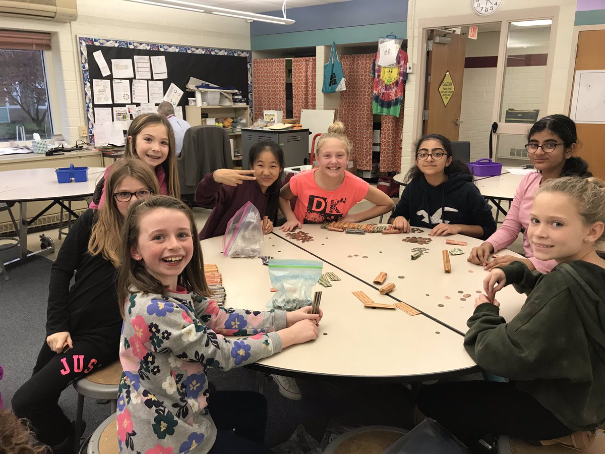 Students <a href="/CBWarwickElem/">Warwick Elementary School CBSD</a> spend time after school rolling coins for the Leukemia and Lymphoma Society.  ❤️