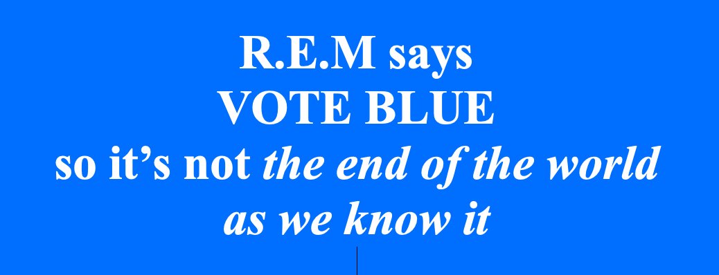 JeffCStevenson's tweet image. #VoteBlue  &amp;amp; CHANGE OUR WORLD

“Eye of a hurricane, listen to yourself churn
World serves its own needs,
Don't mis-serve your own needs.”  
@remhq #REM
youtube.com/watch?v=u2UhvN…