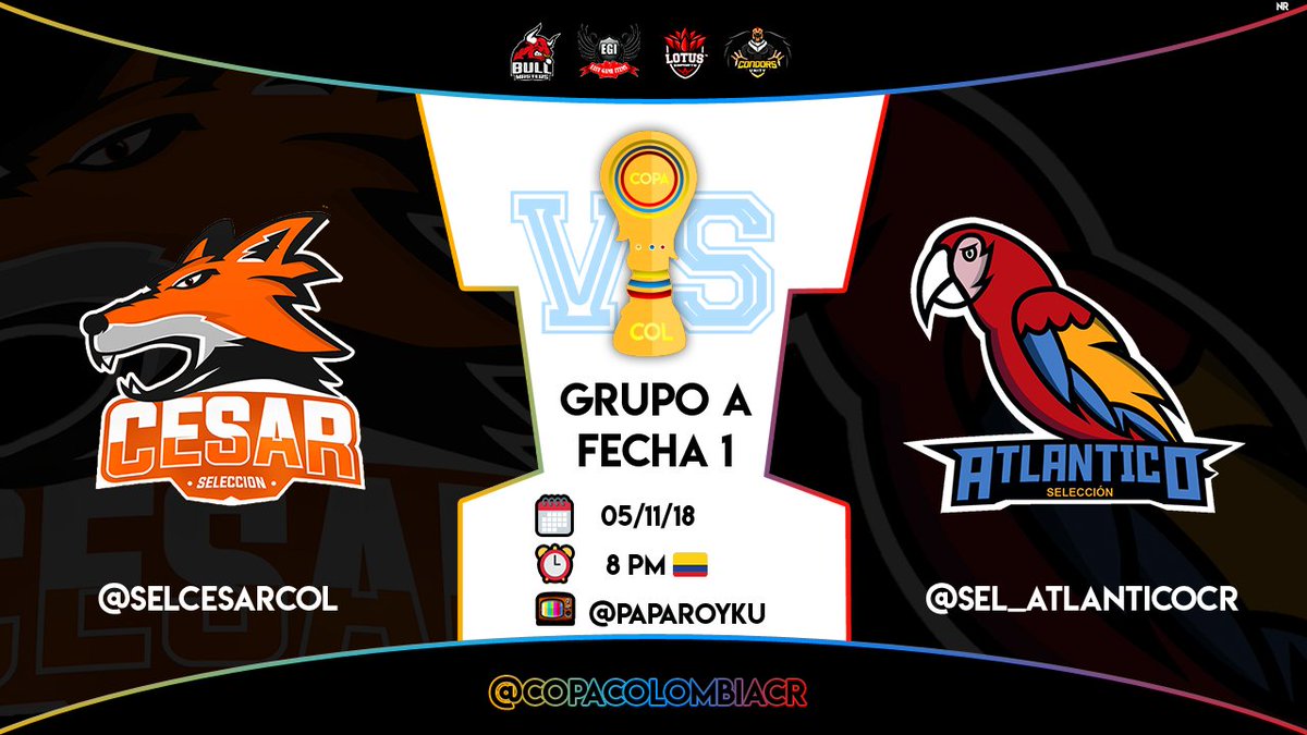 Segundo partido del dia 

Duelo con sabor costeño...

📋Grupo A // Fecha 1 
<a href="/SelCesarCol/">Sel Cesar</a>  🆚 <a href="/SelAtlanticoCR/">Sel. Atlantico CR</a> 
🗓️05/11/2018  
⏰8:00 PM 
📺 @paparoyku 
🏁 @CarlosDanielSS0 
#CopaCol4