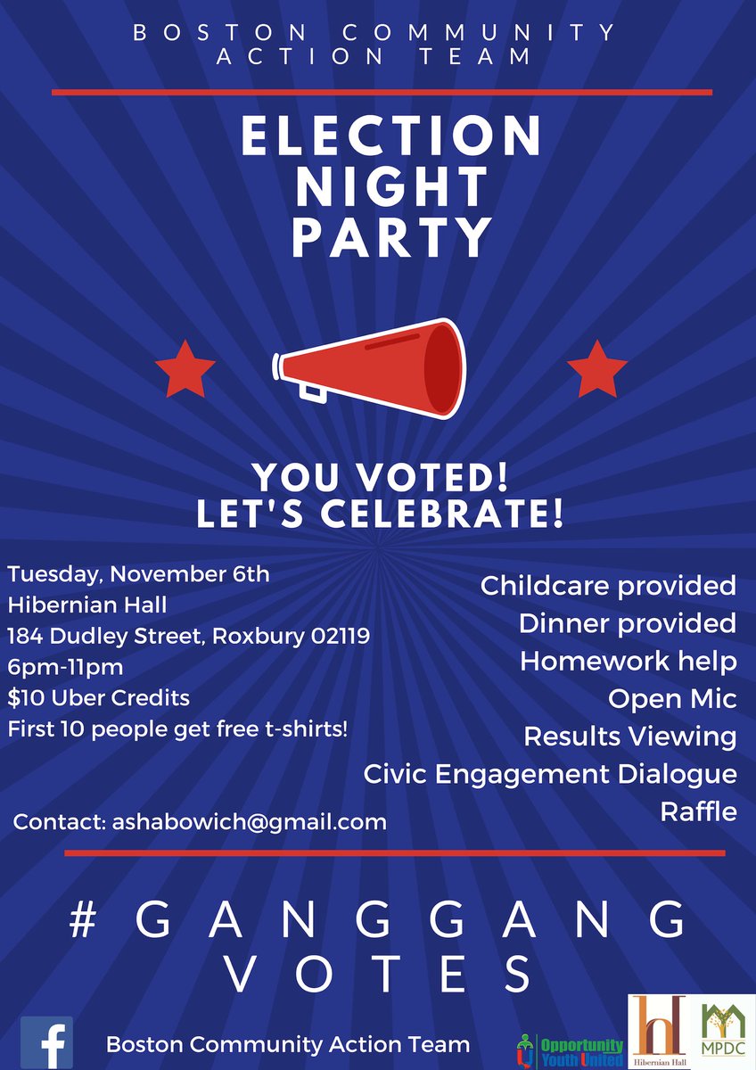 Tomorrow! Come one, come all! Support your community youth action team! #boston #Election2018 #vote #VoteTuesday #Party #BosPoli