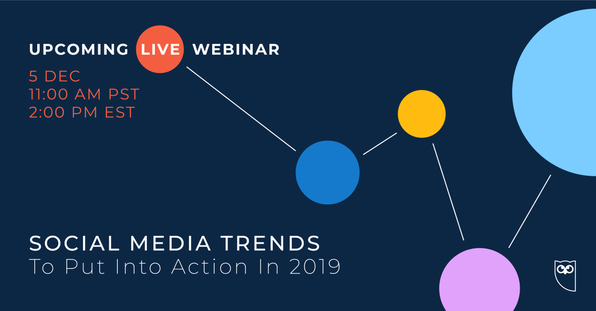 Get ready for our annual prediction of what’s in store for social in 2019. Sign up for our webinar and learn about the top 5 social trends we’ve predicted for 2019 and how they’ll affect your business: ow.ly/SJJM50jzmoq  #socialtrends2019