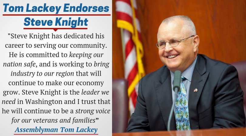 TeamKnight25's tweet photo. Thank you Assemblyman Tom Lackey for your endorsement, and support along the campaign trail! I look forward to continue working with you for the betterment of our communities. https://t.co/sNew7pU4di
