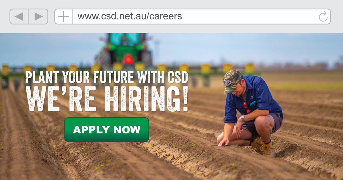 We're hiring! CSD, Australia's sole supplier of #cotton planting seed, is seeking a Junior Extension &amp; Development #Agronomist to join our team in the #NamoiValley.

For the full position description: csd.net.au/careers 

Applications close Friday 23 Nov 2018.

#CSDcotton