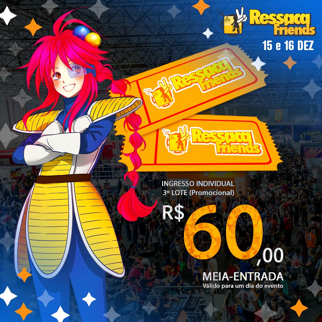 Anime Friends on X: Friend, você pediu e nós atendemos! A venda do  terceiro lote de ingressos foi prolongada até 30/11! Mas não deixe para a  última hora, hein? Compre seu ingresso