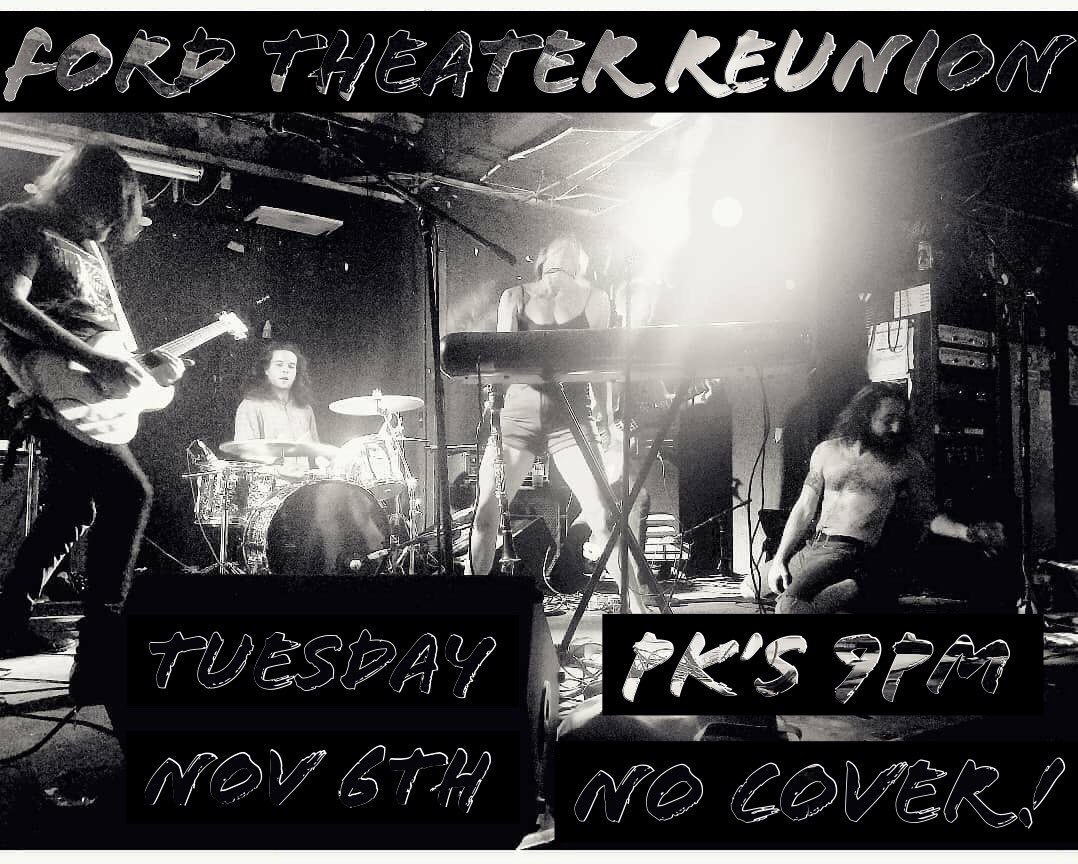 pkscarbondale's tweet image. Tomorrow (Tuesday November 6th) Ford Theatre Reunion is back at PK’s! Show starts at 9pm and there is NO COVER! Happy hour is 4-7pm with $1 rails and $2 craft cans. It’s also Tallboy Tuesday with $1.50 16oz domestic tallboy cans.