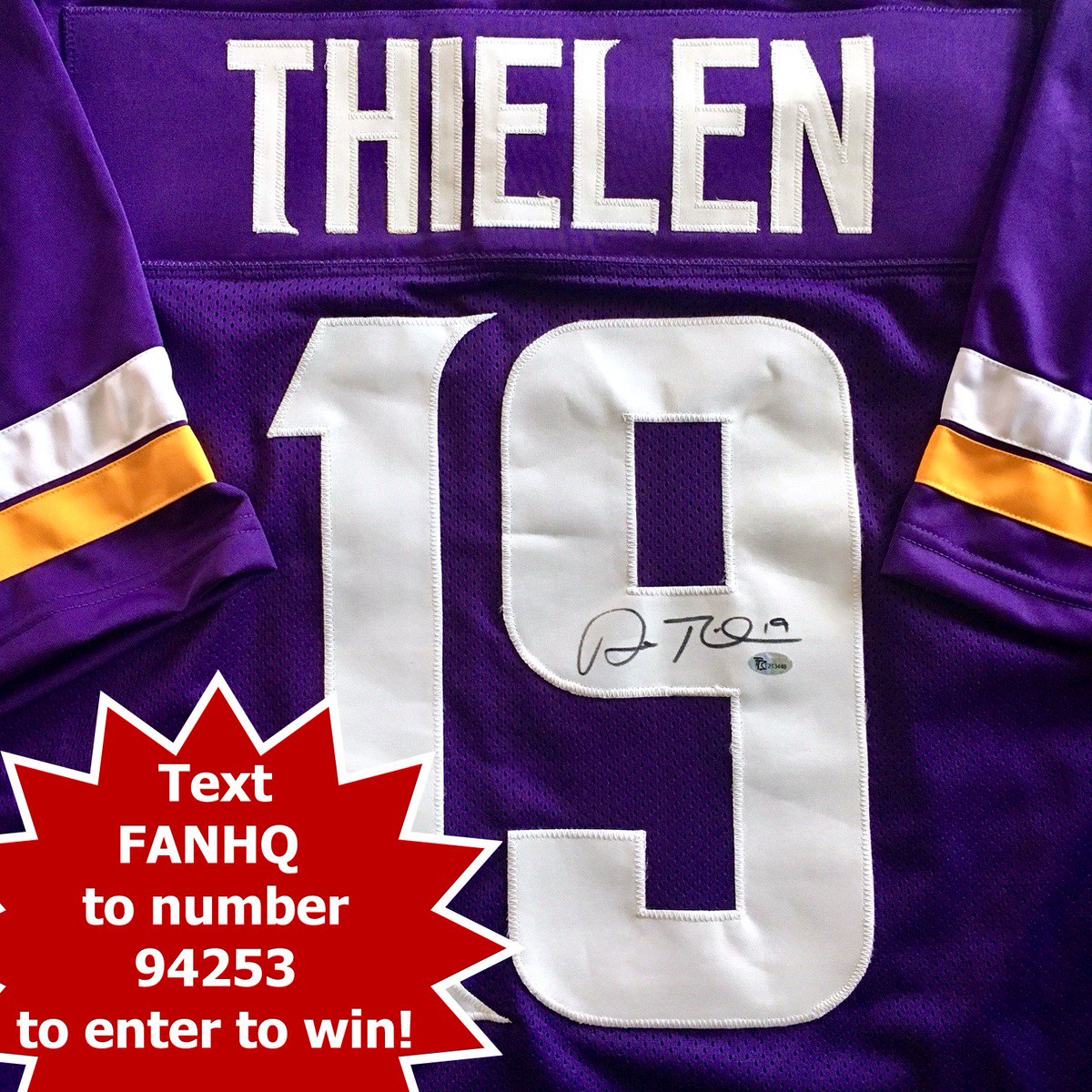 ICYMI - 🚨🚨🚨CONTEST ALERT🚨🚨🚨 We're giving away this signed Adam Thielen jersey! Here's how to enter to win:

1️⃣ RT/FOLLOW <a href="/FanHQ/">Fan HQ</a> 
2️⃣ TEXT FANHQ to number 94253

Good luck and #Skol Vikes!