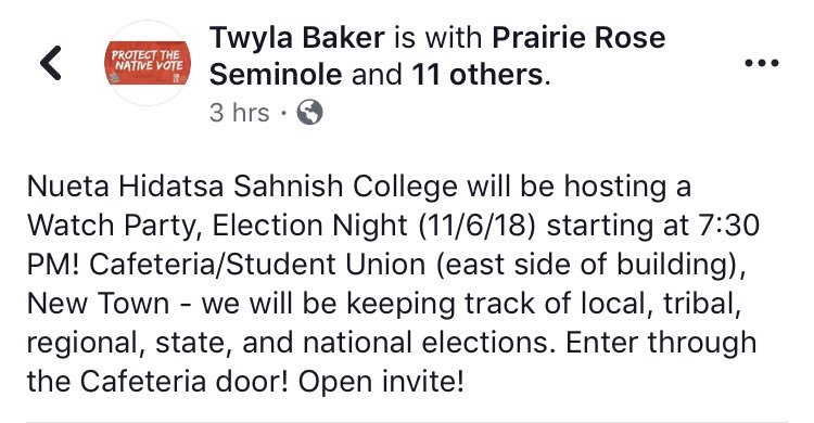 jaynieparrish's tweet image. 24 hours out. #NativeElectionNight Watch Party at MHA Nation, Newton, ND.  Thank you @NHSC1973